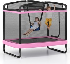 6 x 4 FT Rectangle Trampoline for Kids, Indoor Outdoor Toddler Trampoline