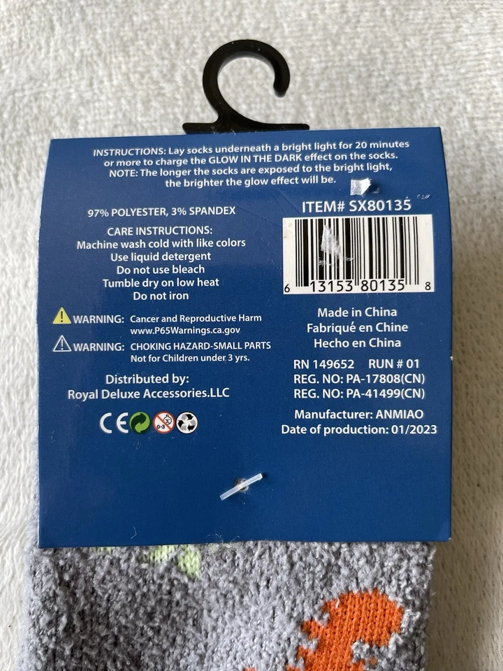 Acogedores calcetines que brillan en la oscuridad con estampado de dinosaurios calcetines de lana talla 6-8 zapato talla 10-4  Foto 4 de 4