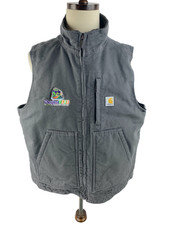 Carhartt Duck Canvas Sherpa Lined Vest Mens Sz L Loose Gray Full Zip 104277 GVL