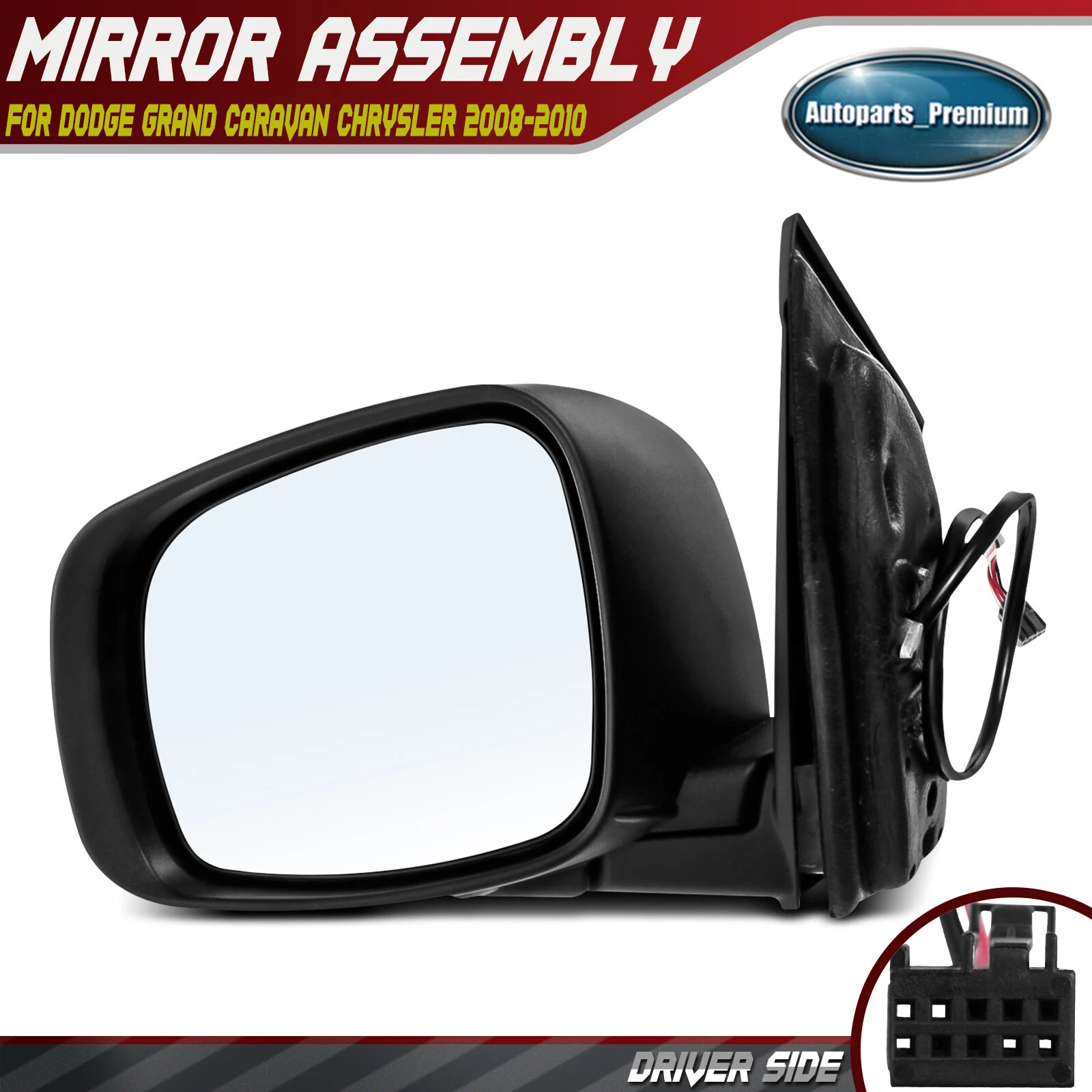 Driver LH Power Mirror w/ Heated for Chrysler Town & Country Dodge Grand Caravan