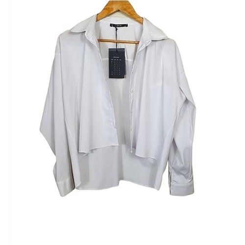 White Formal casual Shirt Long Sleeve Sze 10 Cotton Oversized Tops Blouse button - Picture 4 of 9