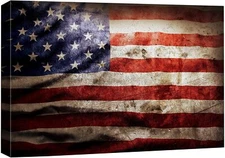 24"x36" - Vintage American Flag Canvas Wall Art Print