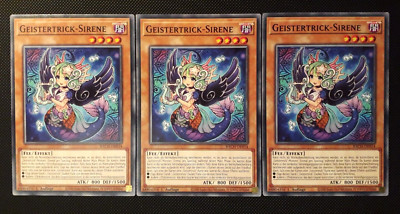 Yu-Gi-Oh! 3x Geistertrick-Sirene, BACH-DE014, Common, 1. A., Deutsch, NM/NM/EX