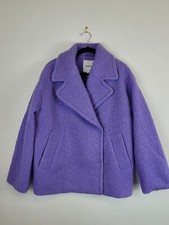 Monki Oversized Jacket- Size Uk Small Purple Lilac Double Breasted Rrp £60.