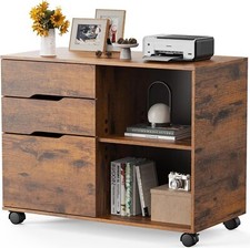 3-Drawer File Cabinet Lateral Mobile Cabinet Wood Under Desk Storage Organizer
