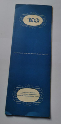 Alte Speisekarte Getränkekarte Stadthalle Braunschweig Karl Galliat 60er Jahre