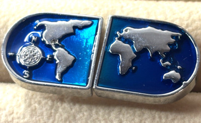 World Map Globe Cuff Links Travel Gift Cufflinks Cruising Honeymoon Gift Enamel