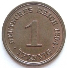 M&uuml;nze Deutsches Reich Kaiserreich 1 Pfennig 1894 E in Vorz&uuml;glich / Stempelglanz