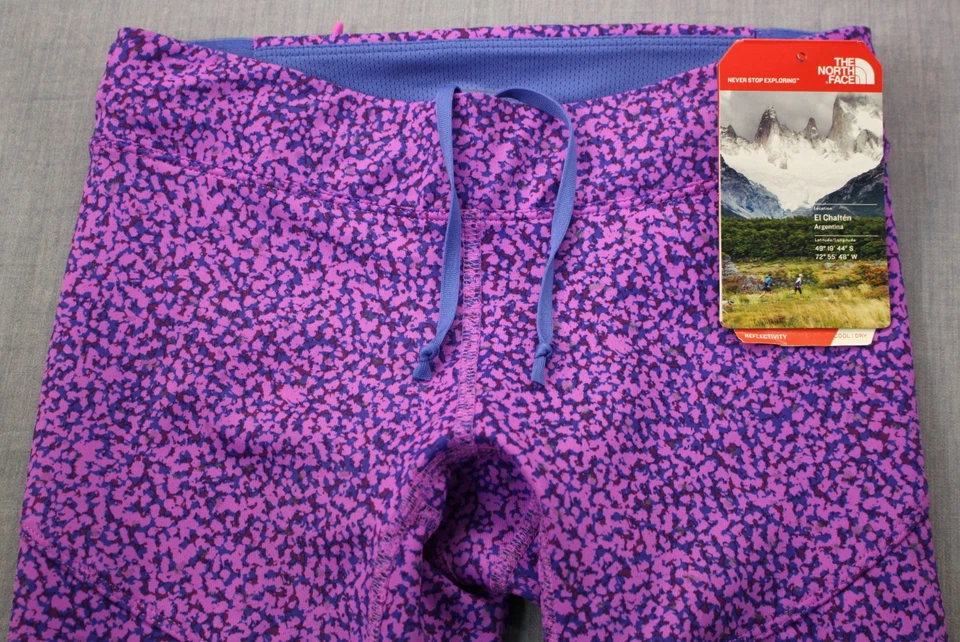 North Face Flashdry Women's Sweet Violet Splash Motus Capris Tights NWT XS $70 - Image 2 of 4