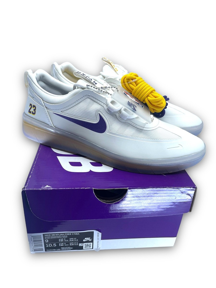 Nike SB Nyjah Free 2 Shoes NBA Los Angeles Lakers DA3439-100 Size 9 Nike SB Nyjah Free 2 Lakers Men main image 3