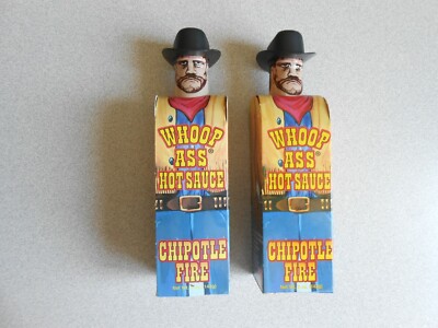 ~~WHOOP ASS HOT SAUCE CHIPOTLE FIRE GLASS COLLECTIBLE BOTTLES (lot of 2)~~