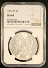 1882 O Morgan Silver Dollar NGC MS62, Blazing Mirror-Like, Magnificent Specimen!