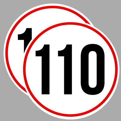 2 x GESCHWINDIGKEITSBEGRENZUNG 110 km/h PKW VAN ANHÄNGER WOHNWAGEN 10cm STICKER VA104
