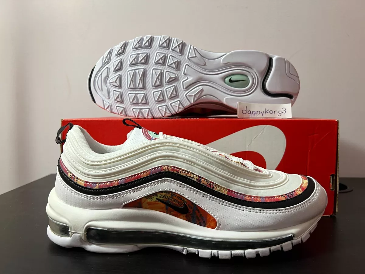 Size 7.5 Womens - Custom Nike Air Max 97 White, blue, and red