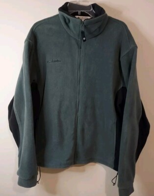 Columbia  Mens Forest Green Fleece Full Zipper 2 Pocket Long Sleeve Jacket Large