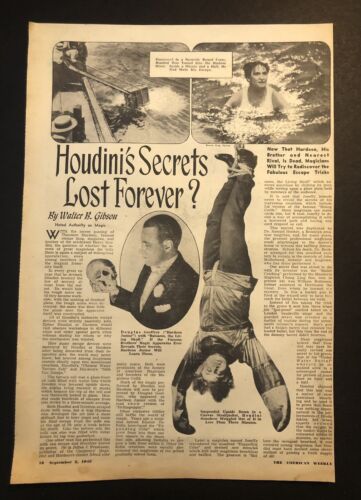 9-2-45 Harry Houdini & Frère Théodore Hardeen Magicien de la Mort Secrets Révélés ? - Photo 1 sur 4