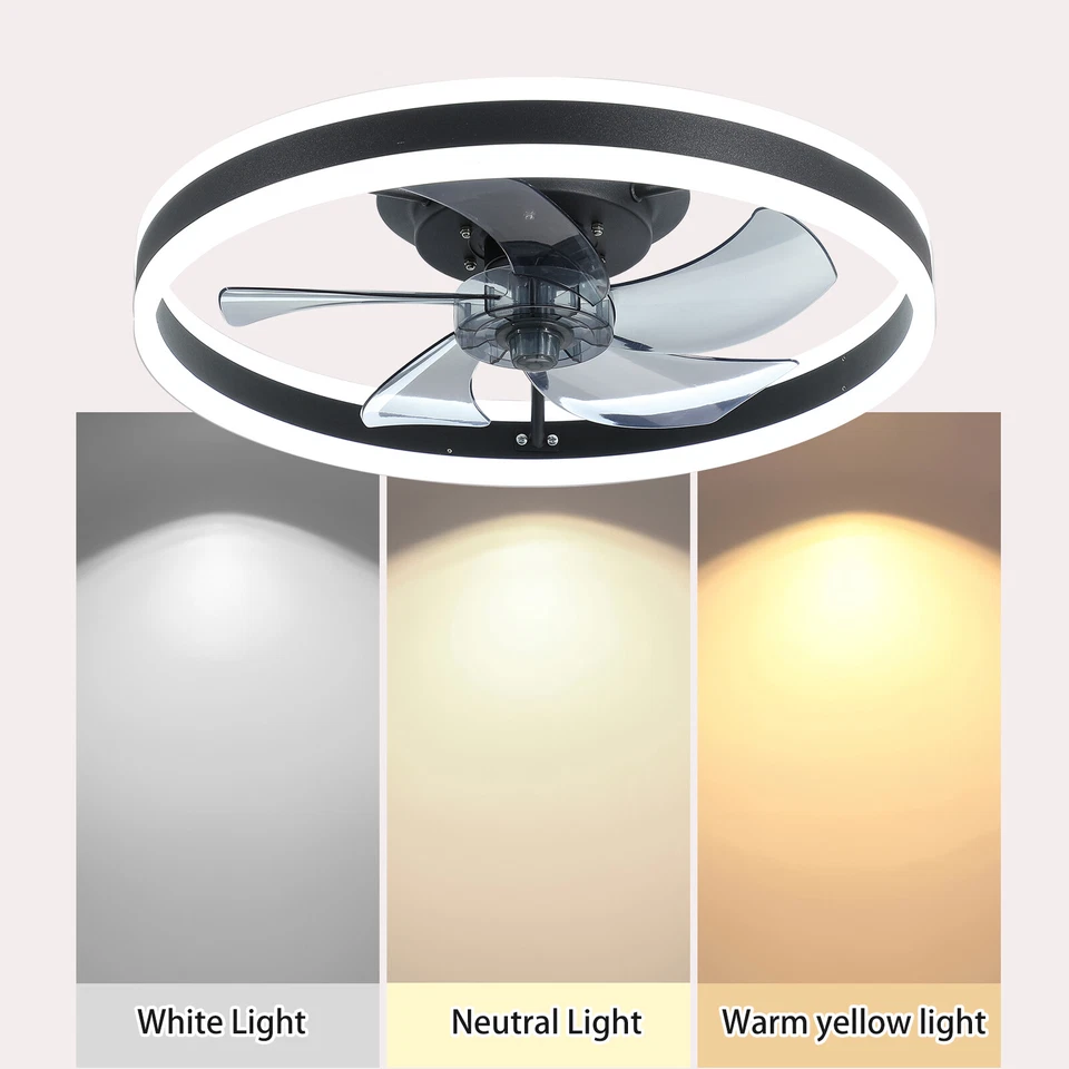 20" Modern LED Ceiling Fan Lights Flush Mount Light kit With APP Remote Control - Image 4 of 4