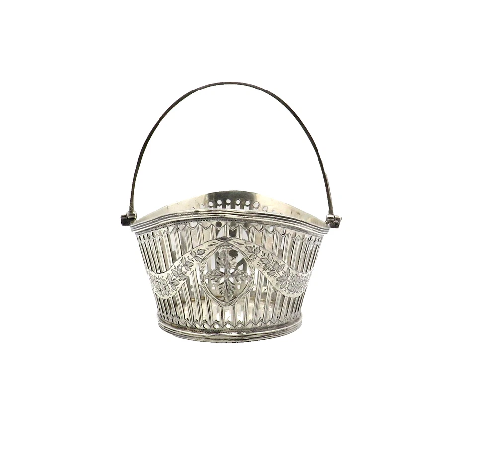 Antigua canasta holandesa de plata maciza de principios del siglo XX marcada alrededor de 1901 Foto 2 de 4