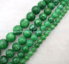 6/8/10/12/14mm Natural Green Jade Jadeite Round Gemstone Loose Beads 15" Strand
