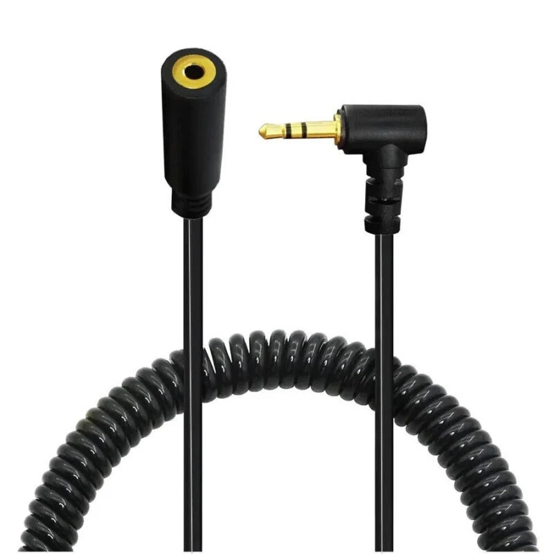 2.5mm 3Pole Angled Male to 2.5mm Female Stereo Audio Extension Coiled Cable 1m - Image 2 of 2