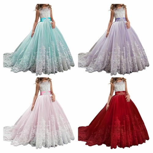 Kids Girls Floral Embroidery Puffy 