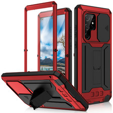 For Samsung Galaxy S26 Ultra S25 S24 S22 Metal Silicone Armor Case Screen Cover