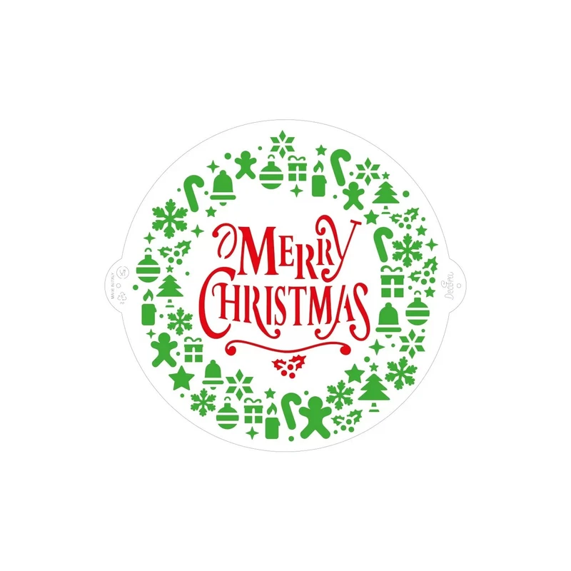 Stencil Ghirlanda Decorazione per Torta Natalizia Merry Christmas Natale 25 cm, fotografia 5 di 8
