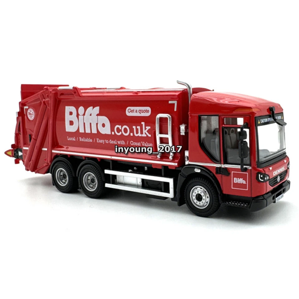 1:76 Dennis Garbage Truck Model Car Metal Diecast Trash Truck Collection Red - Image 3 of 4