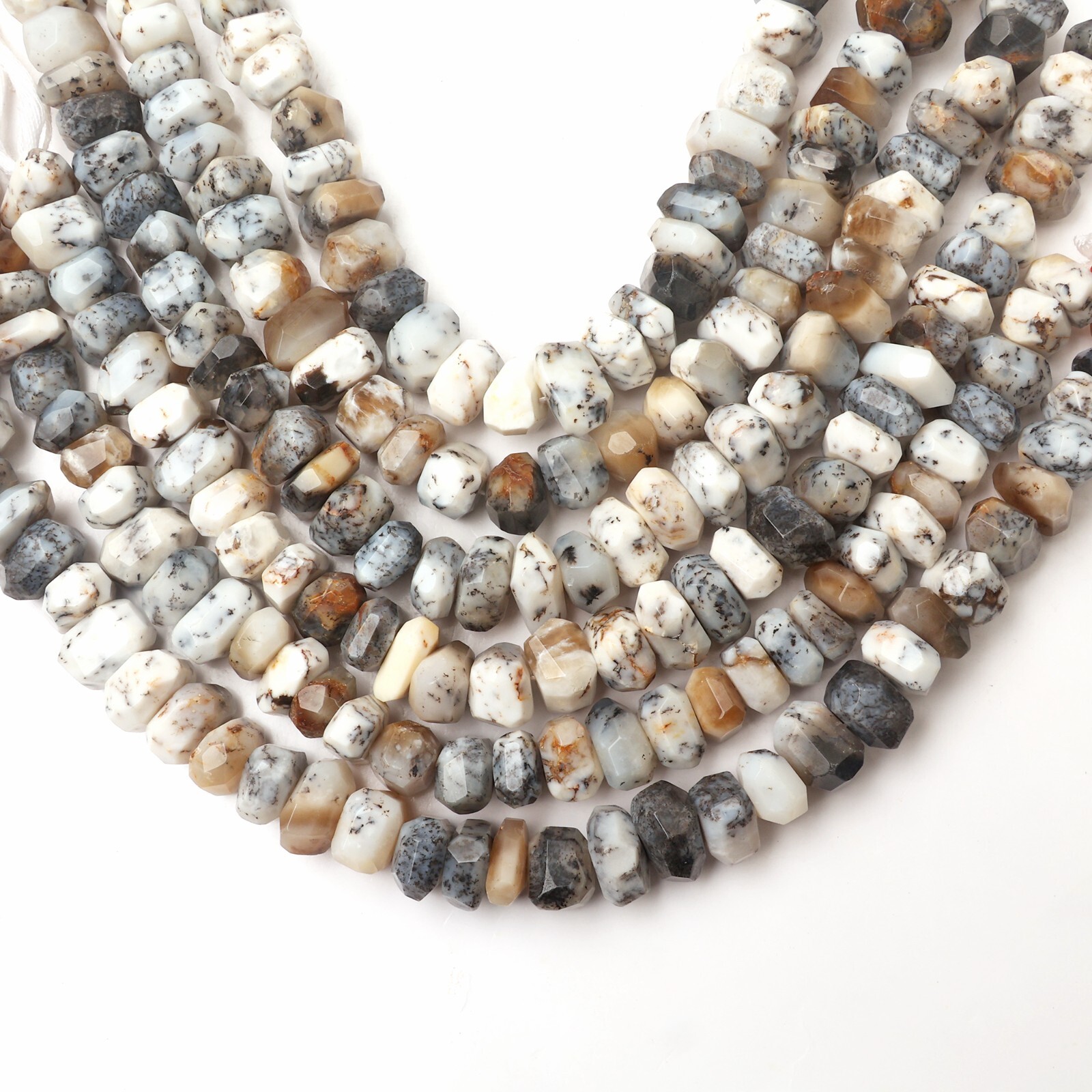 Natural Dendrite Opal Gemstone Beads 8 Inch Strand 8-10 MM Faceted Tumble Shape