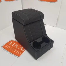 LRI front Honeycomb stitch leather arm rest cubby box Fit Land Rover Defender...