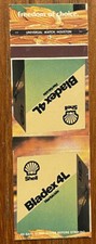 Vintage Shell Gasoline-Bladex 4L Herbicide Matchbook Cover Ad a0613