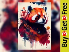 Whimsical Wilderness: Red Panda Aura Watercolor Painting Print 5" x 7"