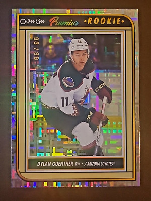 Dylan Guenther 2022-23 O-Pee Chee Premier Rookie #P-96 Speckled Rainbow Foil /99