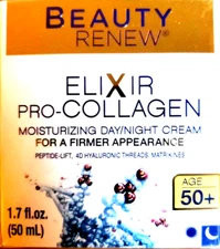 Beauty Renew 50+ ELIXIR PRO-COLLAGEN MOISTURIZING DAY & NIGHT CREAM Exp 2027