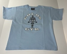 VTG 90s Golds Gym T-Shirt Made In USA SZ SMALL 17.5  Chest x 20 Long Blue Cotton
