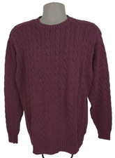 MINT VTG J. Crew OARSMAN Men L Burgundy Fisherman Sweater Heavywt Cable Knit