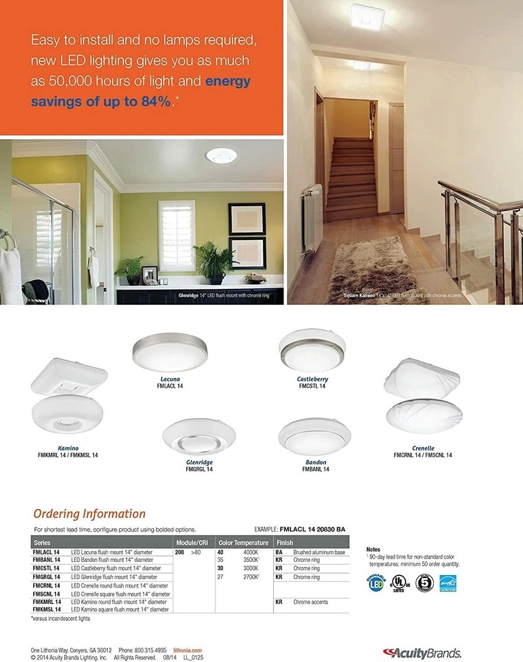 Castleberry 14 in Chrome LED Decorative Round Flush Mount 3000K Inch Silver NEW - Image 4 of 4