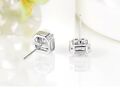 Sterling Silver Pave Cubic Zirconia 8mm Square Round Stud Earrings Gift Box preview-3
