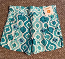 Girls Size 6 Gymboree Aqua Summer Tile Print Linen Blend Shorts -NEW