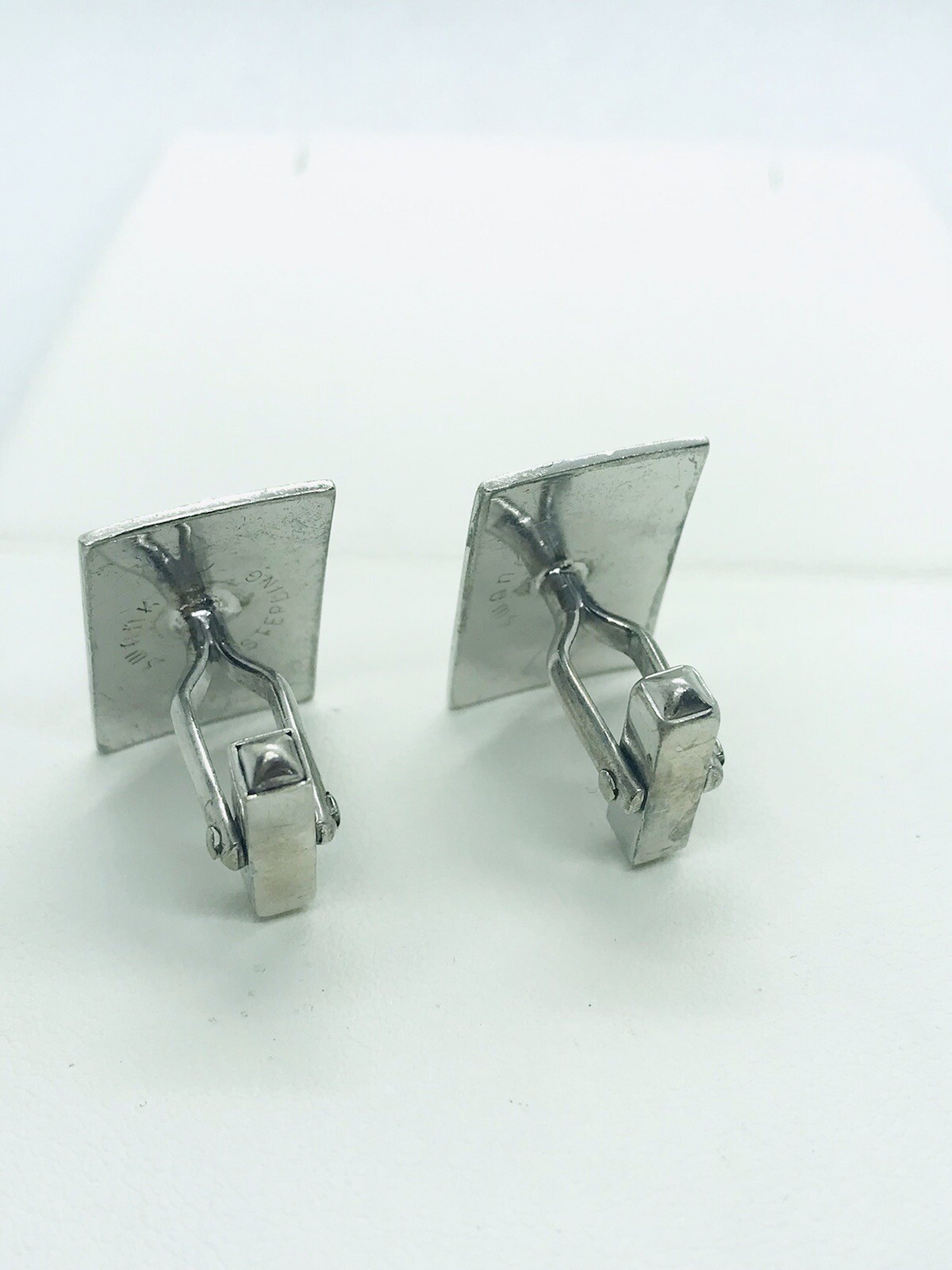 Vintage Sterling Silver Rectangular Etched Cuff L… - image 3