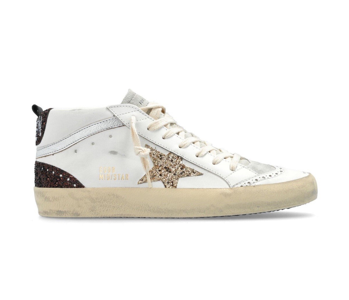 GOLDEN GOOSE MID STAR ミッドスタースニーカー 37 Golden Goose Mid Star Sneakers White Gold Multi NIB EU 37 US