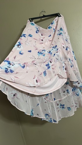 Lane Bryant Blue/Pink Floral Hi-Lo Elastic Waist Chiffon Ruffle Skirt Sz 18/20 - Picture 3 of 6