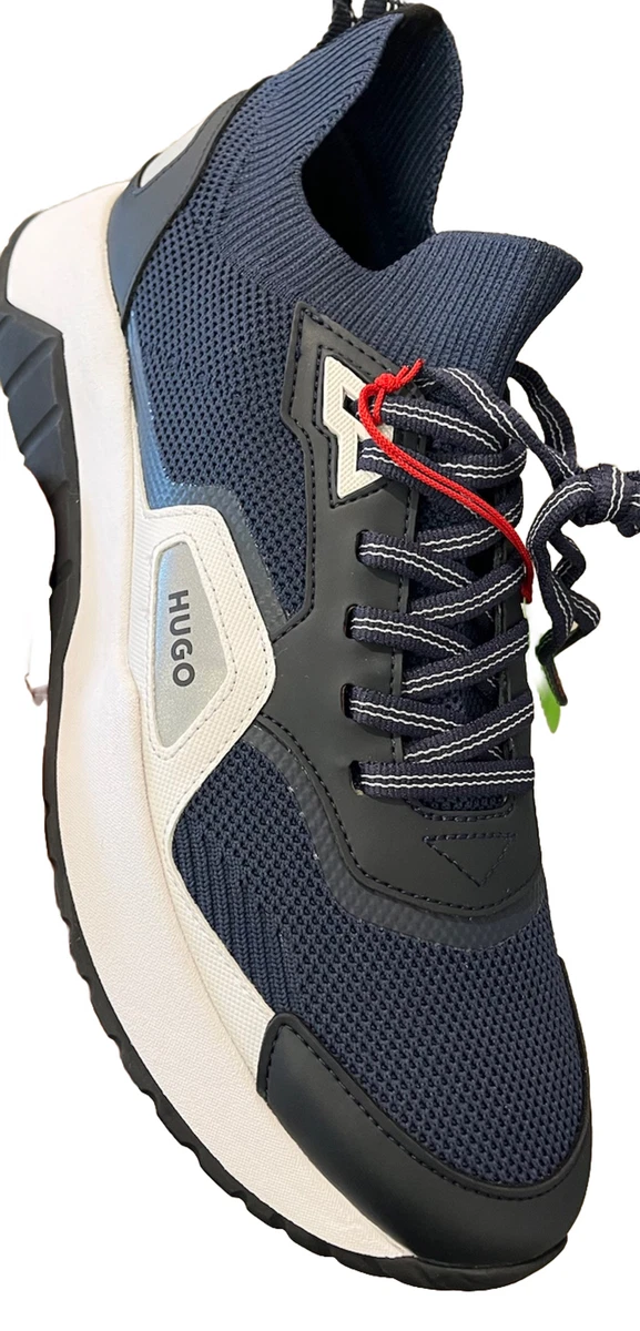 Hugo BOSS Mens Navy Blue Atom Running Knit Sneakers All Sizes
