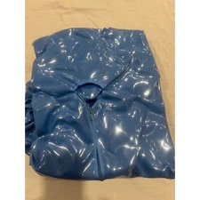 Vermont Country Store Oilcloth Umbrella Table Cover Elastic Edge Blue 48"