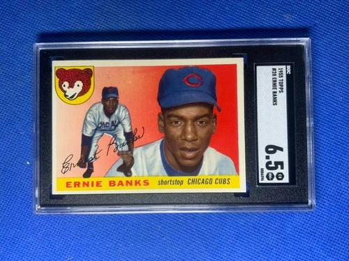 1955 TOPPS BASEBALL CARD #28 ERNIE BANKS SGC 6.5 HOF