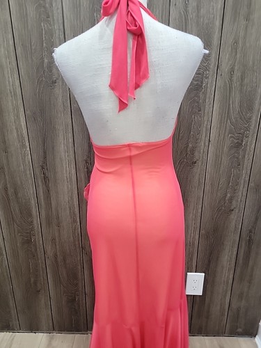 Y2K City Triangles Halter Draped Formal Gown /Assimetrical Hem - Picture 8 of 14