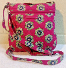 Vera Bradley Adjustable Crossbody Double Zip Shoulder Bag Pink Lime Green Flower