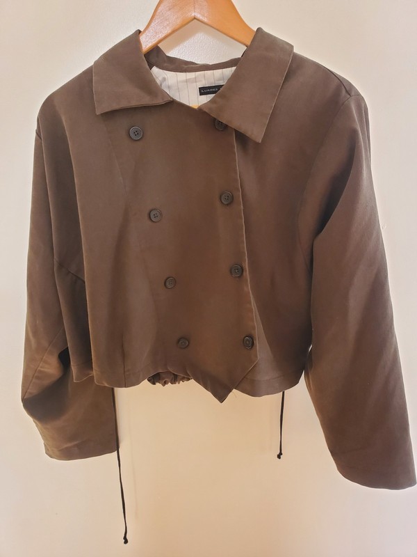 LURDES BERGADA KHAKI CROPPED DRAWSTRING JACKET SIZE S