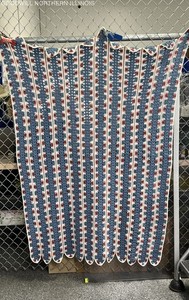 Handmade Crochet Afghan Blanket Scalloped Edge 76 x 48