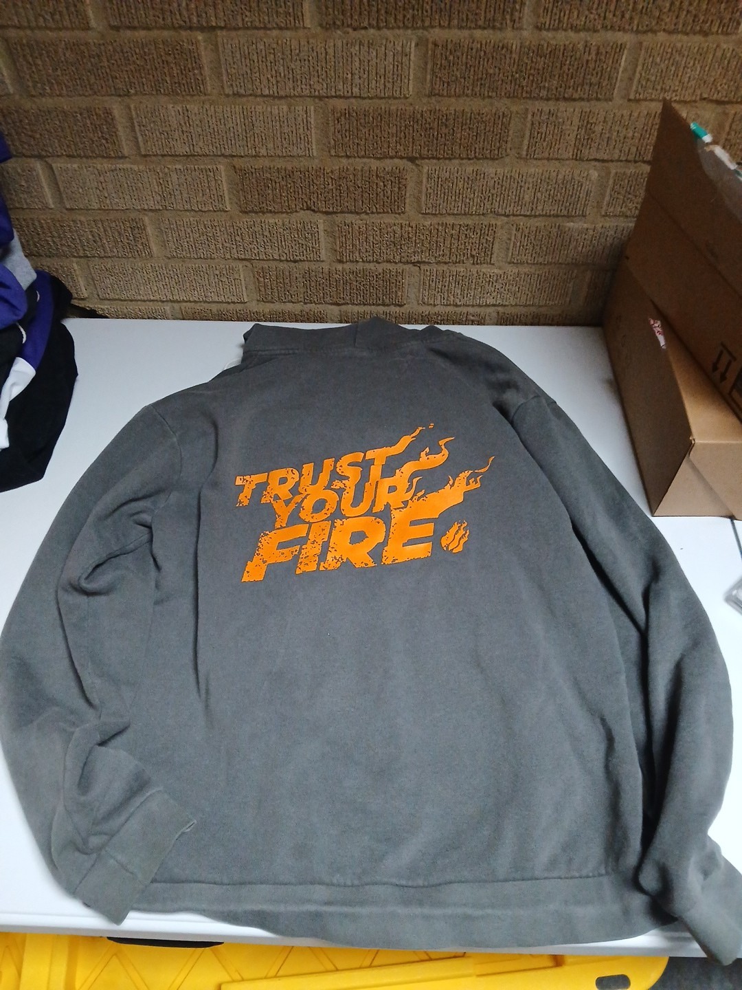 Official Preston Playz Trust Your Fire Gray Hoodie Size Medium